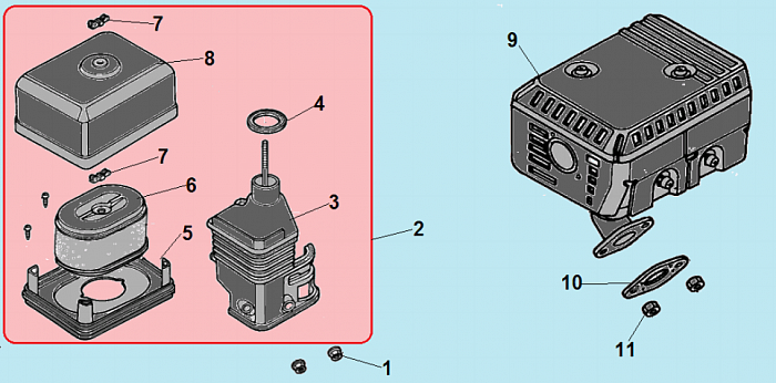 13 ВОЗДУШНЫЙ ФИЛЬТР - ГЛУШИТЕЛЬ ВИБРОПЛИТА CHAMPION PC9750FT