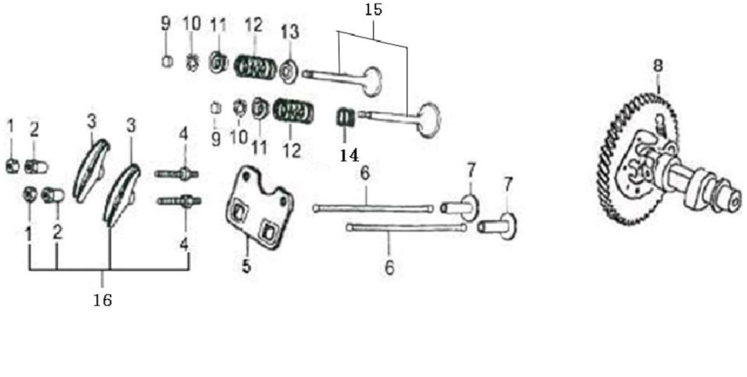 ЗАПЧАСТИ ДЛЯ ДВИГАТЕЛЯ LC185FDS (ВАЛ РАСПРЕДЕЛИТЕЛЬНЫЙ, КЛАПАНА)