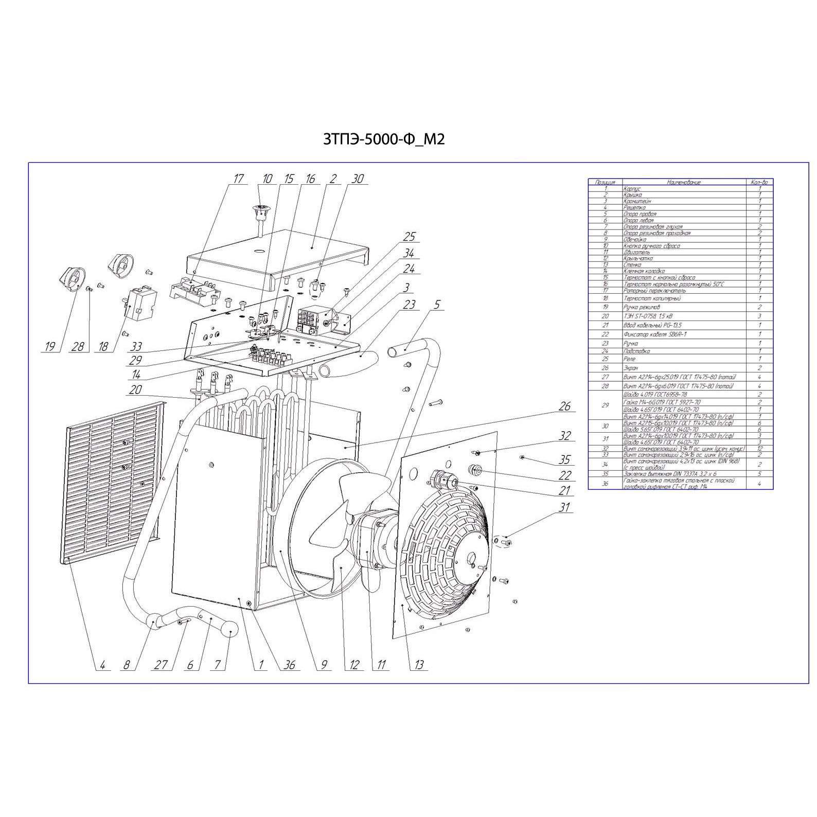 Пушка тепловая, М2, 380В ЗТПЭ-5000-Ф_М2